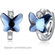 Sterling Silver Butterfly Hoop Earrings Crystals Earrings Women Girls DreamSter