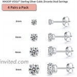Sterling Silver Stud Earrings for Women Girls Men 4 Pairs Hypoallergenic Cubic Zirconia CZ Studs Small Round Simulated Diamond Earrings Cartilage Tragus Helix Earrings Set 2-5mm