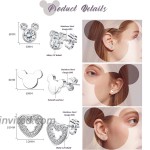 Subiceto Mouse Stud Earrings Stainless Steel CZ Stud Earrings for Women Cute Stud Earring Set Birthday Gift