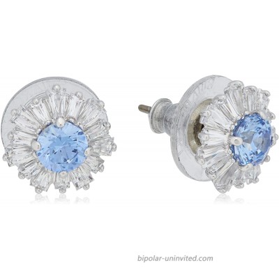 Swarovski Sunshine Stud Pierced Earrings for Women Set of White and Blue Crystal Studs Sun-Shaped with Rhodium Plating