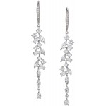 SWEETV Long Marquise Wedding Birdal Earrings for Brides Bridesmaid Crystal Chandelier Dangle Earrings for Women Prom Silver