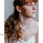 SWEETV Marquise Wedding Dangle Earrings for Brides Birdesmaid Crystal Long Bridal Earrings for Women Prom Silver