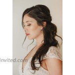 SWEETV Pearl Drop Earrings for Wedding Bridal -Marquise Teardrop Cubic Zirconia Dangle Earrings for Women Bridesmaids Brides 01.Silver