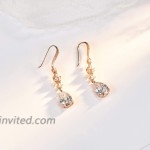 SWEETV Wedding Cubic Zirconia Earrings for Women Brides Bridesmaids -Teardrop Crystal Rhinestones Dangle Earrings Rose Gold