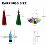 Tassel Earrings for Women Fashion - 15 Pack Colorful Drop Hook Fringe Earrings Set Tiered Thread Long Layered Ball Dangle Hoop Tassle Earrings Jewelry for Valentine Birthday Party Gift