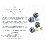 THE PEARL SOURCE 14K Gold 8-9mm Round Genuine Black Tahitian South Sea Cultured Pearl Leverback Earrings for Women