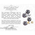THE PEARL SOURCE 14K Gold 9-10mm AAA Quality Drop Black Tahitian Cultured Pearl Leverback Earrings for Women