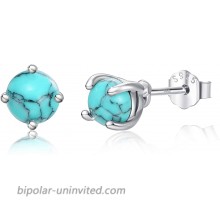 Turquoise Studs Earrings 925 Sterling Silver 4mm Round Shape Tiny Studs Turquoise Jewelry Gift for Women Daughter Girlfriend