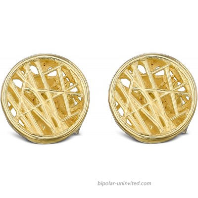 Zee & Zed Round Openwork Gold Stud Earrings | Dainty Minimalist Jewelry 10k Gold Studs for Women Girls