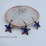 4th of July Earrings for Women - Fourth of July Necklace - July 4th Earrings - Red White and Blue Necklace - American Flag Necklace for Women - Star Necklace Blue Blue Stones Set