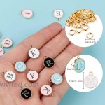52 Pieces Double-Sided Letter Charm-Enamel Alloy Initial A-Z Alphabet Round Shape Pendant Charm DIY Jewelry Accessories Crafts for Necklace Bracelets EarringsLight Blue and Light Pink