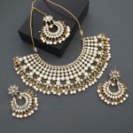 Aheli Exquisite Wedding Party Wear Faux Kundan Pearl Beaded Necklace and Earrings Set Indian Ethnic Jewellery for Women