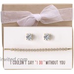 A+O Wedding Bridesmaid Jewelry Gift Crystal Bracelet and Earring Set in Gold
