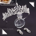 Aularso Bride Wedding Crown and Tiaras with Earring Queen Rhinestone Headbands Bridal Hair Accessories Wedding Jewelry Set for Women and GirlsSilver