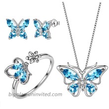 Aurora Tears Butterfly Jewelry Women 925 Sterling Silver Butterflies Necklace Earrings Rings Wedding Gift