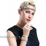 BABEYOND 1920s Flapper Headband and Gatsby Bracelet Adjustable Ring Set Great Gatsby Inspired Leaf Simulated 1920s Jewelry Set Silver-Tone