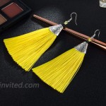 Bohemian Handmade Tassel Earrings Necklace Statement  Antique Jewelry Sets Long Adjustable Chain Yellow