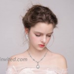 BriLove Women's Wedding Bridal Crystal Teardrop Y-Necklace Tennis Bracelet Dangle Earrings Set Clear Silver-Tone