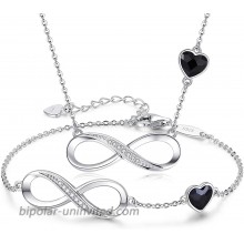 CDE 925 Sterling Silver Necklace Bracelet One Sets Infinity Heart Symbol Charm Endless Love Women Pendant Embellished with Crystal Valentine's Day Jewelry Gift Birthday Gift for Mom Women Wife Girls Her