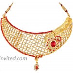 Crunchy Fashion Royal Bling Bollywood Traditional Indian Jewelry Temple Necklace with Earrings Set for Women