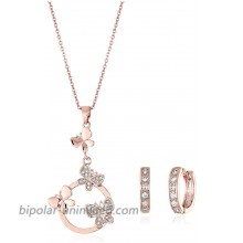 Crystalline Azuria Rose Gold Jewelry Butterflies Jewelry Sets White Zirconia Crystals Pendant Necklace 18 Huggies Earrings 18K Rose Gold Plated Costume Jewelry for Women