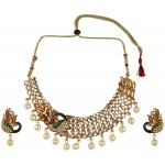 Efulgenz Indian Bollywood Bridal Wedding 14 K Gold Plated Faux Pearl Crystal Rhinstone Choker Necklace Earring Jewelry Set Style 4