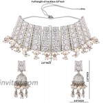 Efulgenz Indian Jewelry Bollywood Faux Pearl Crystal Choker Necklace Earrings Wedding Jewelry Set for Women Girls
