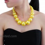Fashion Large Big Simulated Pearl Statement Necklace Yellow Beads Chain Choker Collar Bib Necklace Earrings Jewelry Set