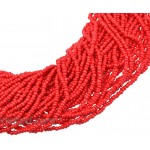 Fashion Multilayer Seed Bead Chain Choker Collar Cluster Strand Handmade Bib Statement Necklace Red