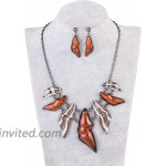 Fenni Vintage Women's Costume Statement Necklace Earrings Jewelry Set for Prom Wedding Party Brown