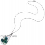 FM FM42 Turquoise Pressed Flowers Teardrop Drop Dangle Earrings Pendant Necklace Jewelry Set FS1003