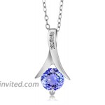 Gem Stone King 925 Sterling Silver Blue Tanzanite and White Diamond Pendant Earrings Set For Women 2.75 Cttw with 18 Inch Silver Chain