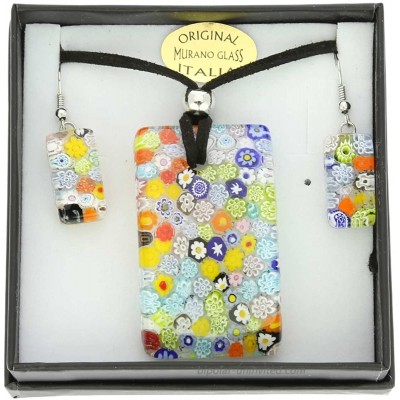 GlassOfVenice Murano Glass Millefiori Necklace and Earrings Set