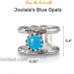 Joolala Created Fire Opals Sterling Silver Women’s Ring – 925 Silver Rings for Women – Ocean of Blue Fire Opal Stylish Design – Various Models – Oxidized Finish – Ideal Promise Ring Anniversary