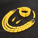 KOSMOS-LI Yellow Beads Jewelry Sets Acrylic Beaded Statement Necklace Bracelet Earring Set