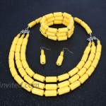 KOSMOS-LI Yellow Beads Jewelry Sets Acrylic Beaded Statement Necklace Bracelet Earring Set