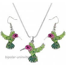 Lola Bella Gifts Crystal Hummingbird Necklace and Earrings Set with Gift Box