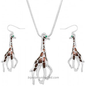 Lola Bella Gifts Giraffe Pendant Necklace and Earrings Set with Gift Box