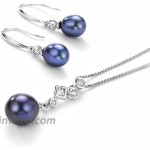 Mints Black Freshwater Pearl Jewelry Set Sterling Silver Necklace and Earrings Set Fine Jewelry for Women