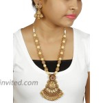 MUCH-MORE Gold Tone Pearl Temple Jewelry Polki Necklace Set Indian Traditional Jewelry 2391