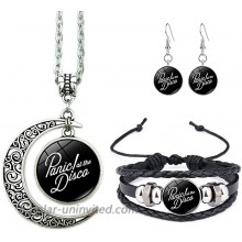 Panic! at The Disco Band Logo Moon Pendant Necklace Earrings Bracelet Charms Gift B