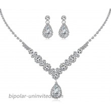 Pear-Shaped Wedding Jewelry for Bride| Cubic Zirconia Earrings and Necklaces Jewelry Set for Bride|Teardrop Necklace Earrings Sets for Women Girls Bride Bridesmaid