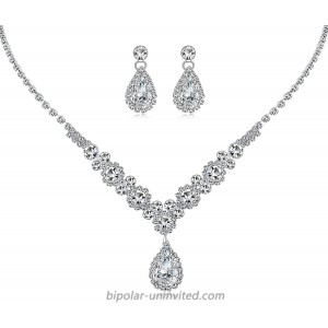 Pear-Shaped Wedding Jewelry for Bride| Cubic Zirconia Earrings and Necklaces Jewelry Set for Bride|Teardrop Necklace Earrings Sets for Women Girls Bride Bridesmaid