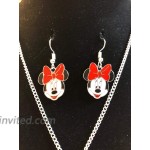 Porter Gallery USA Minnie Mouse Inspired Charm 16 Necklace & Earrings Set Gift Boxed