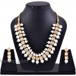 Saissa Imitation Pearls Kundan Indian Choker Necklace Earrings Boho Jewelry Set for Women