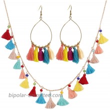 SELOVO Boho Tassel Drop Earrings Jewelry Set Colorful Statement Necklace for Women Girls