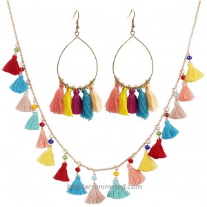 SELOVO Boho Tassel Drop Earrings Jewelry Set Colorful Statement Necklace for Women Girls