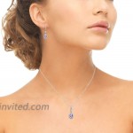 Sterling Silver Amethyst & CZ Oval-Cut Halo Pendant Necklace & Dangle Earrings Set for Women Teen Girls