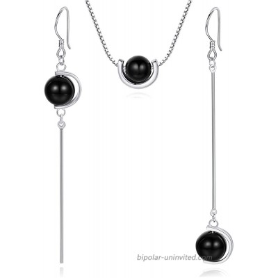 Sterling Silver Jewelry Sets Asymmetric Earrings with Black Onyx