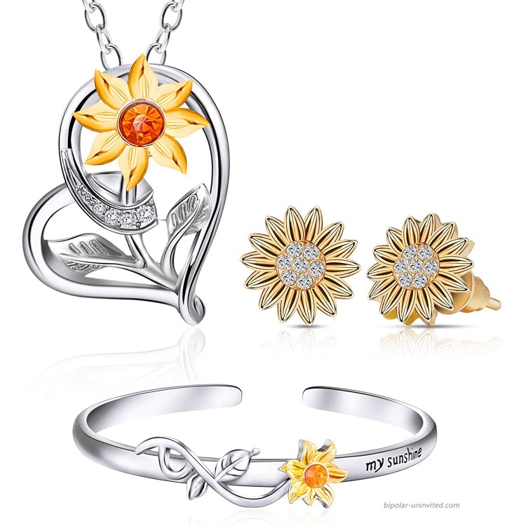 Sunflower Jewelry Set Sunflower Earrings Bracelet Necklace
